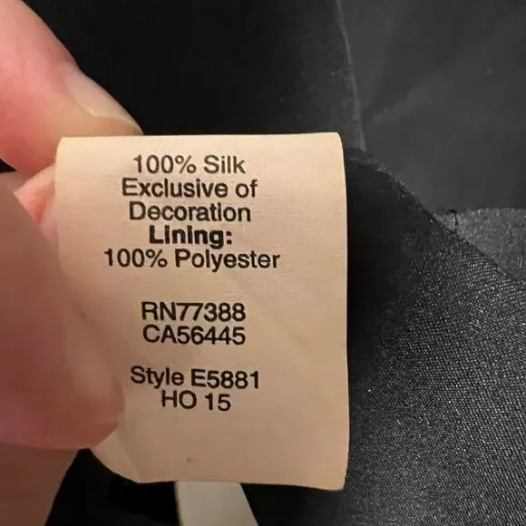 Madewell Black Silk & Gold Sequin Shoulder Accent Back Ribbon Cutout Dress - Picture 4 of 12